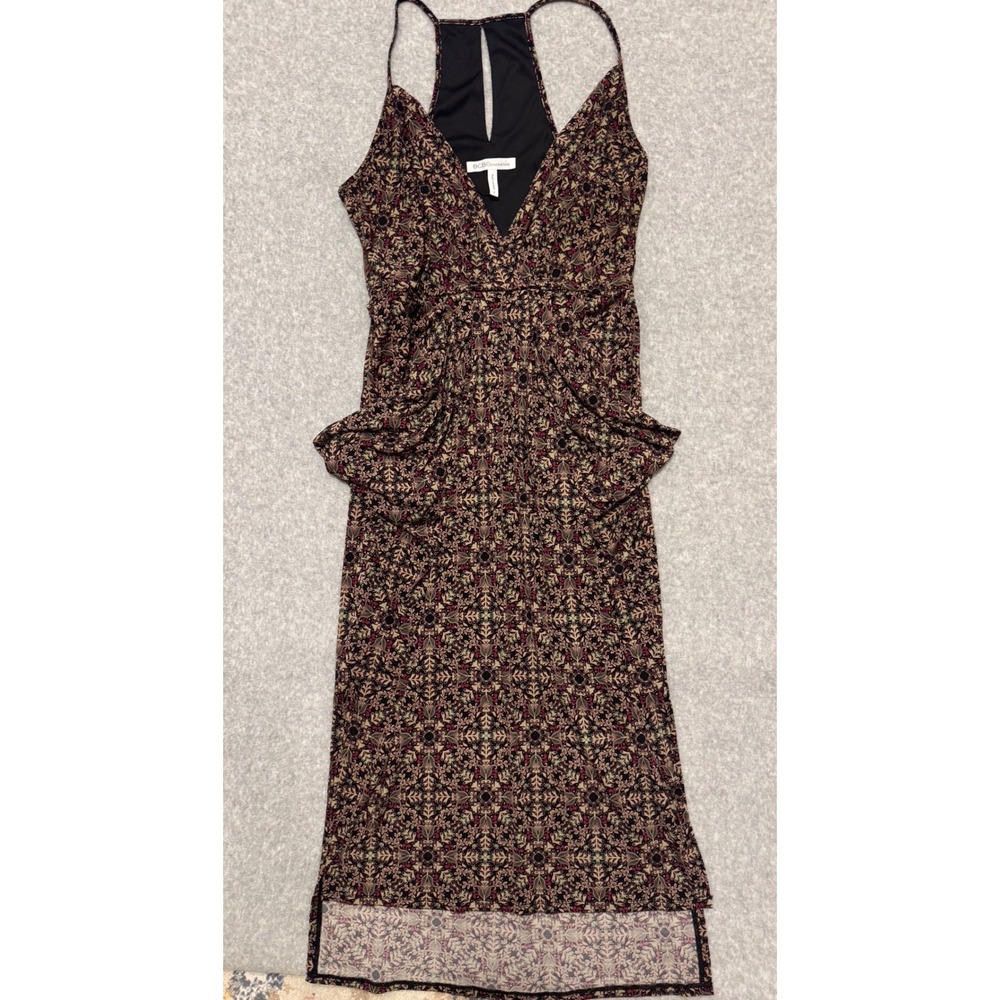 BCBGeneration Womens Small‎ Geometric Floral Racerback High Low Midi Dress Black